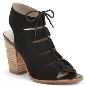 Drea Peep Toe Black Leather Sandal